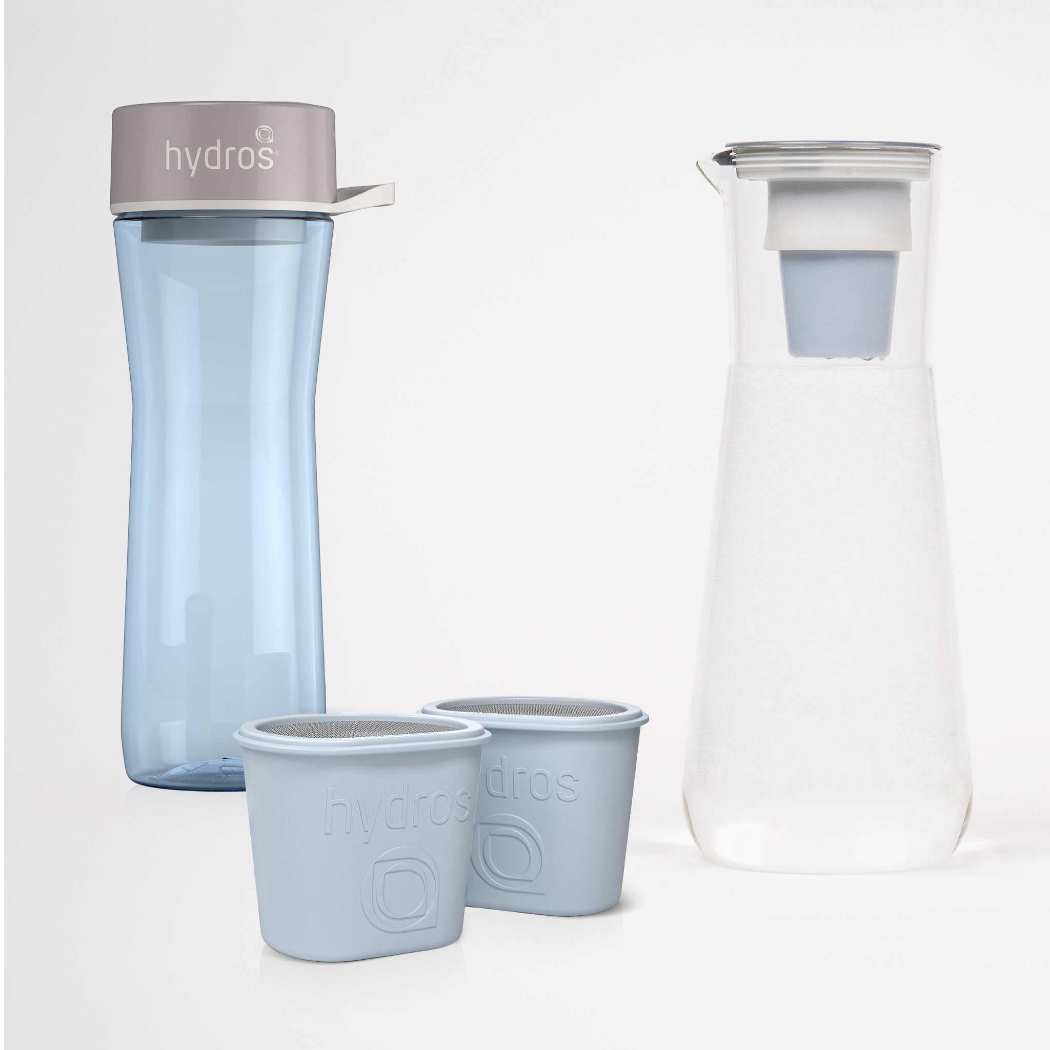 40 oz Glass Slim Water Filter Pitcher + 20 oz Filter Bottle + Extra Filters Bundle