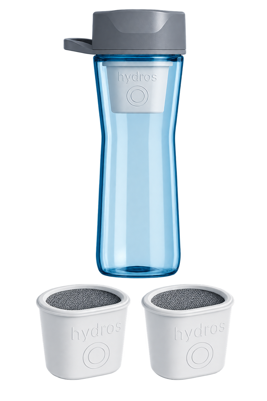 Hydros 20 oz Water Filter Bottle + Extra Filters Bundle